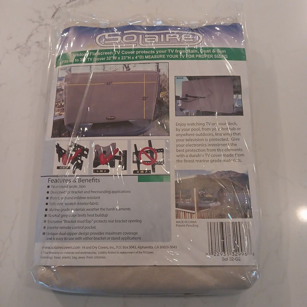 Solaire Outdoor Flatscreen TV Cover Up to 38" TV Year Round Protection 32x23x4